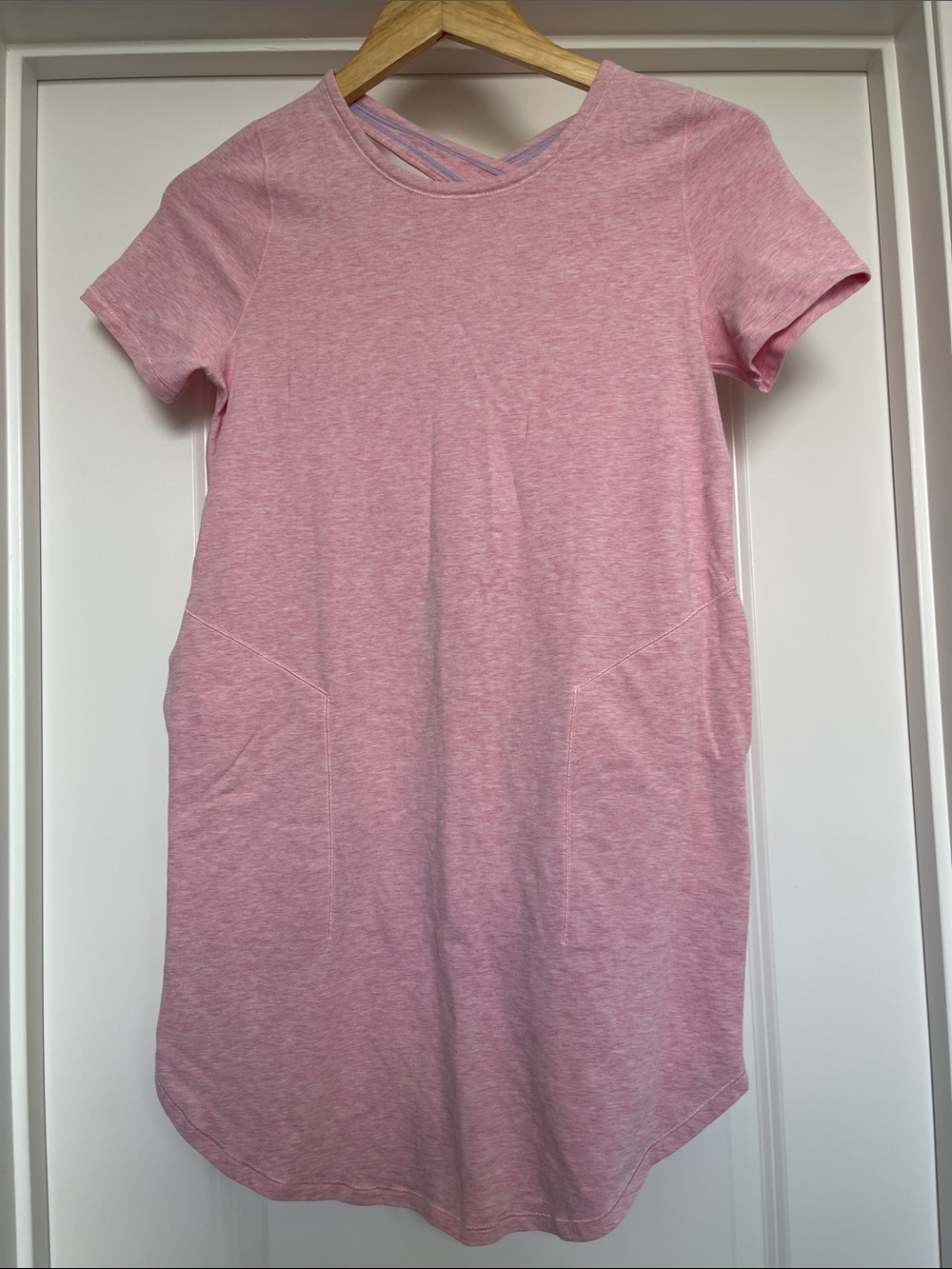 IVIVVA By Lululemon Girls Pink Short-Sleeve Pocket T-Shirt Dress with pockets